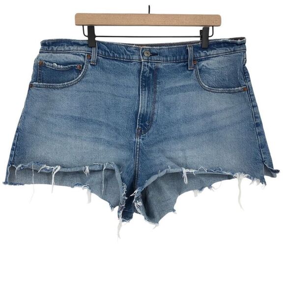 Abercrombie & Fitch Shorts Womens 34 18 Blue Cutoff Short High Rise Raw Hem - Picture 1 of 8